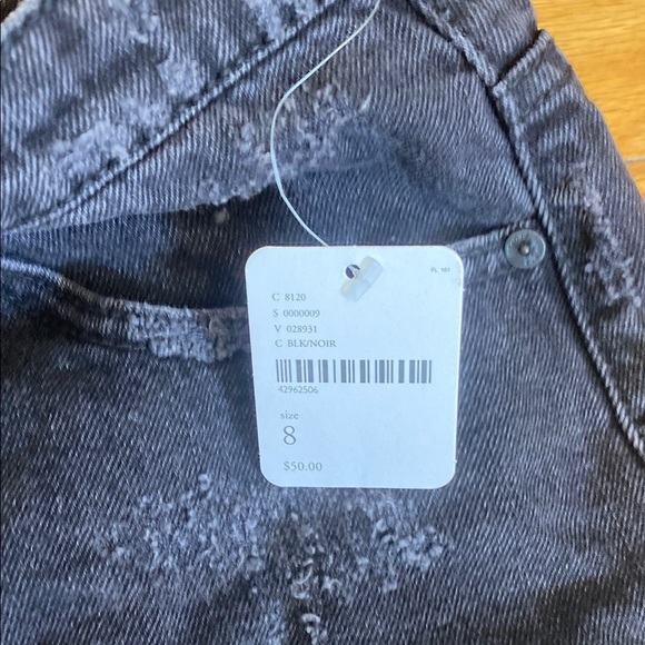 Free People Distressed Black Denim Mini Skirt - Picture 2 of 6